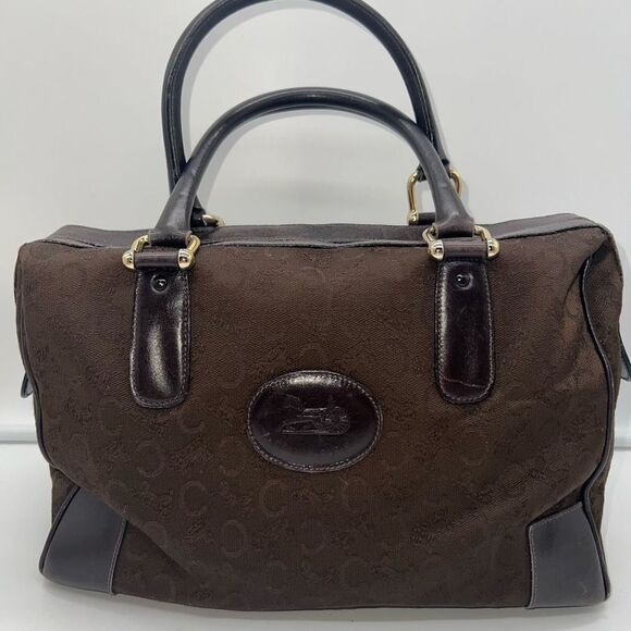 Celine Macadam Brown canvas And Leather Boston Bag - Picture 1 of 16
